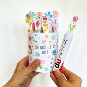 DIY Einfach so Geschenk mit Blumen, Danke sagen Banderole für Duplo Schokoriegel