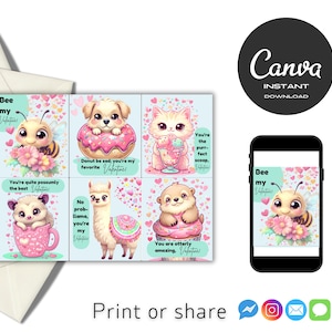 Bonitos e caprichosos animais pastel namorados | Dia dos Namorados para impressão com ditados doces | Troca de sala de aula | Dia dos Namorados editável