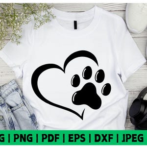 Hond Paw Heart Svg, hond Svg, Paw Svg, hondenliefhebber Svg, puppy Paw Svg, hond Paw Print, pootafdruk, dierenprint, gesneden bestanden voor Cricut, silhouet