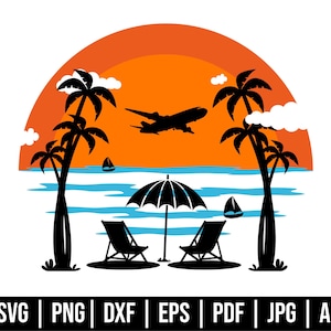 Beach Scene Svg ,Sunset Beach Svg, Nature Scene, Tropical Svg, Instant Download, Sublimation Design, Trendy Svg, Cut Files Cricut,Silhouette