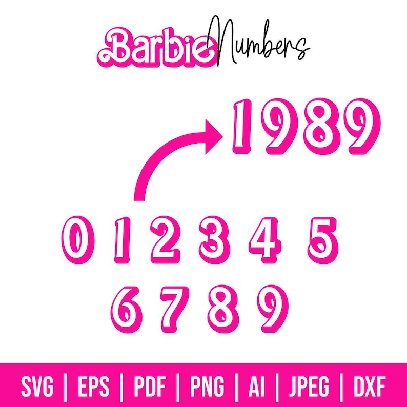 Barbie Numbers Svg Png, Princess Numbers Clipart (digital Download) - Etsy