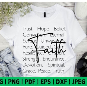 Glaube Worte svg, religiöse Png svg, christliches svg, spirituelles svg, Hoffnung svg, positive Worte Png, Sublimationsdesign, Cut Files, Geschenk für sie