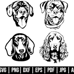 Dog Heads Svg Bundle, Dog Breeds Svg, Dog Lover Svg, Pet Svg, Puppy Svg, Clipart, Cut Files Cricut, Instant Download, Trendy Svg