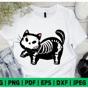 Cat Skeleton Svg, Cute Cat Svg, Animal Skeleton Svg, Cat Lover Svg, Skeleton Svg, Kitten Svg, Pet Clipart, Cut Files For Cricut, Silhouette