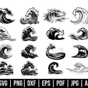 Wave Bundle Svg, Ocean Wave Svg , Wave Clipart , Ocean Waves, Trendy Svg, Gift For Her, Sublimation Design,  Cut Files, Silhouette, Cricut