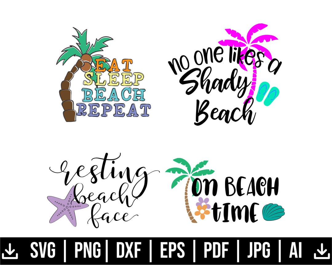 Summer Beach Quotes SVG Bundle: Cricut & Silhouette Files (digital ...