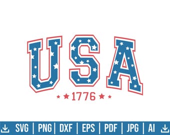 Usa Svg Svg, Retro America Svg, 4th Of July Svg, Sublimation Design, Usa Varsity Svg, Patriotic Svg, Cute Files For Cricut, Gift For Her