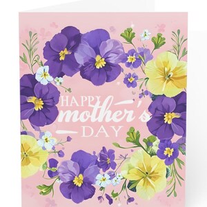 Tarjetas de felicitación para el Día de la Madre (flores personalizadas para el mes de nacimiento de febrero) con violetas y prímulas