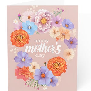 Tarjetas de felicitación para el Día de la Madre (flores personalizadas para el mes de nacimiento de octubre) con caléndulas y cosmos