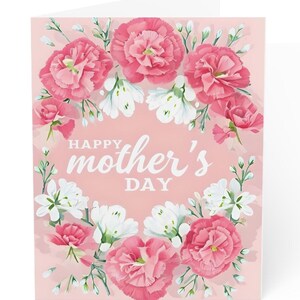 Tarjetas de felicitación para el Día de la Madre (flores personalizadas para el mes de nacimiento de enero) con claveles y campanillas de invierno