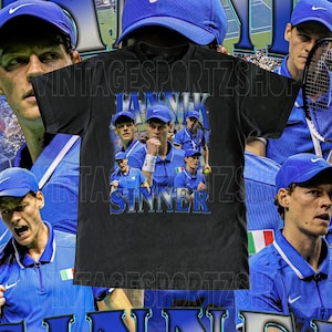 Maglietta vintage Jannik Sinner - Taglie per adulti Design vintage personalizzato Retro Bootleg Tennis Gift Maglietta di alta qualità
