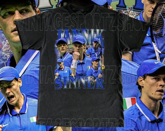 Vintage Jannik Sinner Shirt - Adult & Kids Sizes Custom Vintage Design Retro Bootleg Tennis Gift High Quality Tee