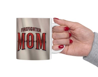 Ceramic Mug for Firefighter Moms - A Charming Couples Gift Idea" Mom, ceramic mug, vintage style, couples gift, Mother's Day