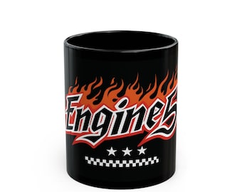 Engine 5, Fire Engine Mug, Fire Department Coffee Mug, Flaming Hot Fire Truck Cup, Firefighter Gift, Firefighter Appreciation, Fireman