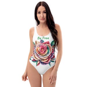One-Piece Swimsuit for Women, Be Free Swimsuit, Flower Design Swimwear, Summer Swimwear, Festival Swimsuit, Vacation Swimwear, Beach Fashion