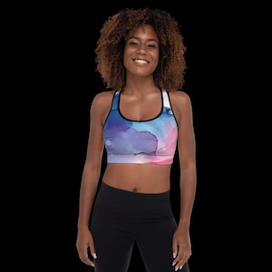 Sportbeha met yoga- en natuurthema, workouttop, sportbeha voor gym, yogacadeaus, racerback-sportbeha, sportbeha voor damesGewatteerde sportbeha