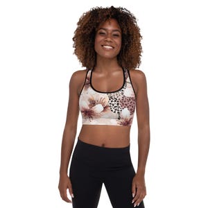Sportbeha met yoga- en natuurthema, workouttop, sportbeha voor gym, yogacadeaus, racerback-sportbeha, sportbeha voor damesGewatteerde sportbeha