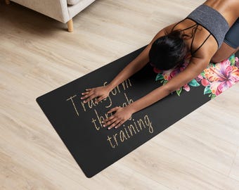 Floral Yoga Mat: Anti-Slip Rubber, Microsuede Top