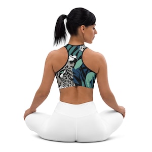 Sportbeha met yoga- en natuurthema, workouttop, sportbeha voor gym, yogacadeaus, racerback-sportbeha, sportbeha voor damesGewatteerde sportbeha