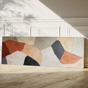 Modern Japandi Geometric Abstract Wall Art | Large Horizontal Canvas Print | Oversized Minimalist Decor