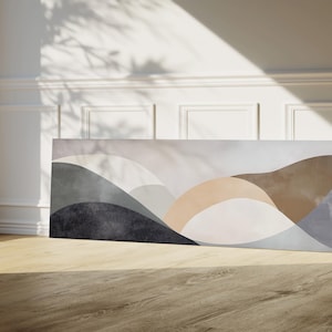 Japandi Abstract Sun Wall Art | Oversized Horizontal Wabi-Sabi Canvas | Large Minimalist Wall Decor