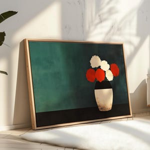 Botanical Wall Art | Minimalist Floral Framed Print | Large Modern Home Decor