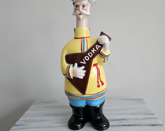 Vintage Vodka Bottle Decanter - Ceramic Decanter Vintage Bar Decor Russian Balalaika Drinker Antique Art