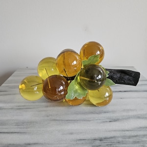 Vintage Decoration Kitchen Green Yellow Amber Lucite Grapes  Handmade  Mid century