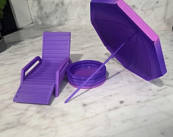 Conjunto de muebles de playa impresos en 3D: Decoración de hábitat para cangrejos ermitaños
