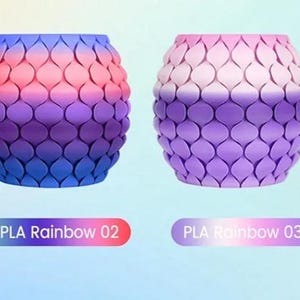I cannot guarantee exact color variations especially for rainbow. But this is what the manufacturer says are the colors when printed on a vase.