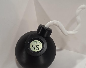 3D Printed Bomb Thermometer Hygrometer Holder: Desk or Enclosure Decor