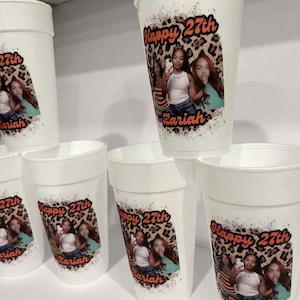 Custom Styrofoam Cups, Birthday foam cups, Personalized foam cups