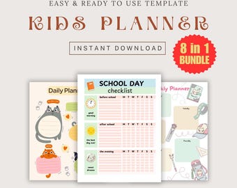 Kids Daily School Checklist, Responsibility Chart, To Do List, Printable PDF, Daily Routine, Homeschool Planner, Weekly checklist