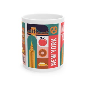 New York City Mug, NYC Ceramic Coffee Cup, Travel Souvenir, Gift for Her, Unique Office Decor, 11oz 15oz