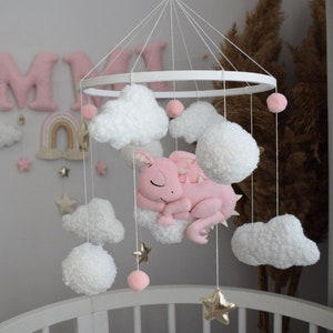 Dragon nursery baby mobile. Dragon Pink Baby Mobile for Nursery - Girl Decor.Dragon Baby Mobile for Nursery - Newborn Gift.Baby Mobile