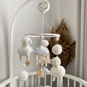 Sheep Baby Mobile: Neutral Nursery Decor, Felt Sheep, Handmade