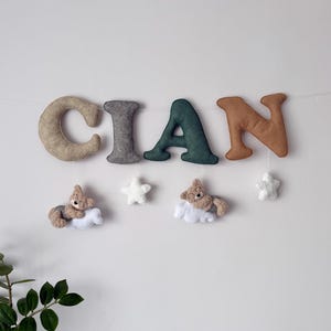 Custom Felt Name Banner: Bear Nursery Decor, Personalized Garland
