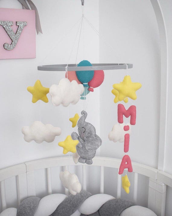 Elephant Baby Newborn Nursery Decor, Felt Boy Girl Baby