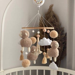 Handmade Sheep Baby Mobile: Neutral Nursery Decor, Newborn Gift