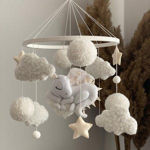 Dragon nursery baby mobile.Dragon White Baby Mobile for Nursery - Gender Neutral Infant Decor.Dragon Baby Mobile for Nursery - Newborn Gift