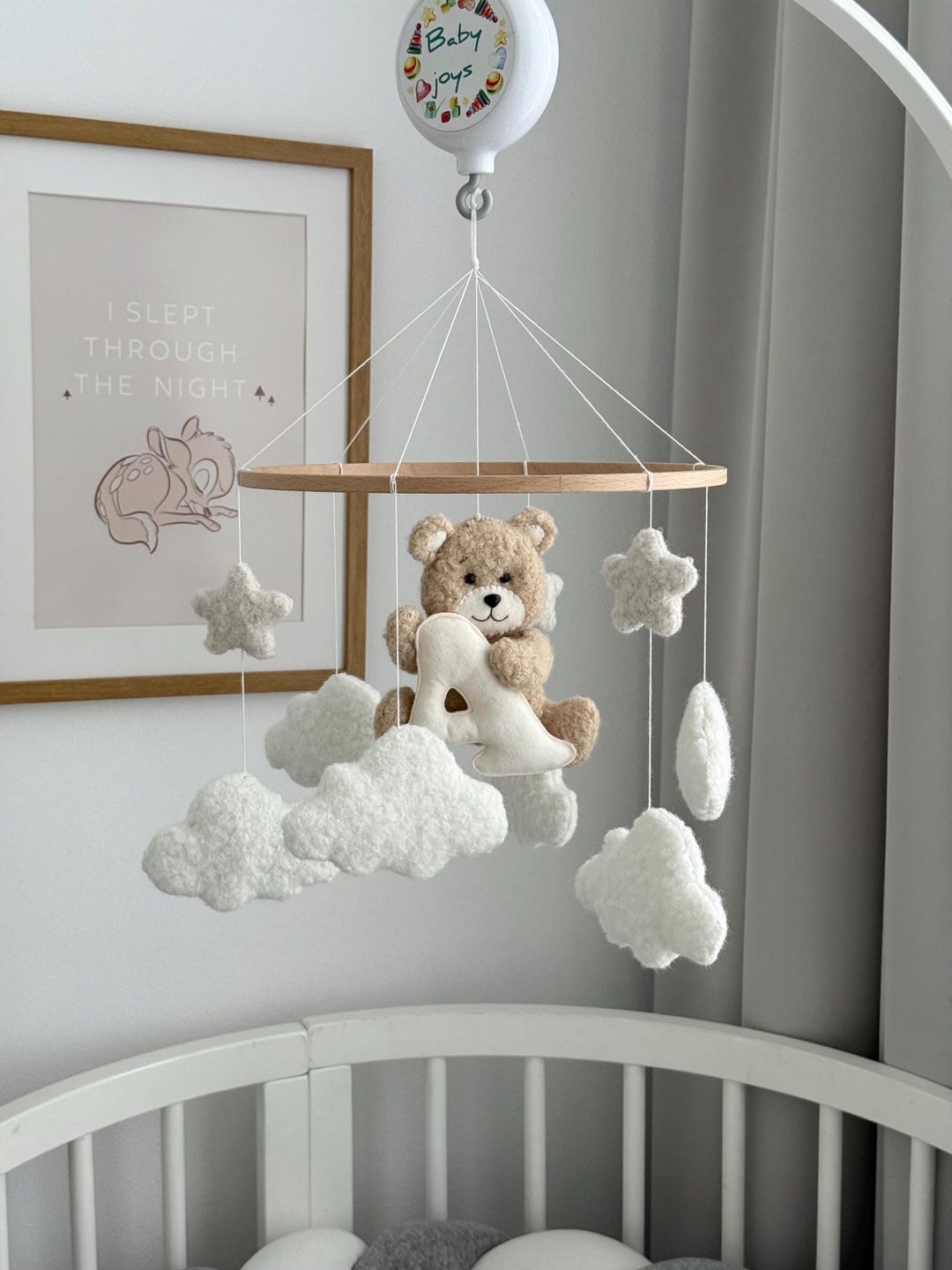 Personalized Teddy Bear Baby Mobile – Handmade Felt Nursery Decor - Etsy
