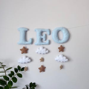 Custom Felt Name Banner: Nursery Decor with Stars & Clouds
