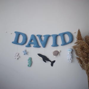 Custom Name Banner Ocean Nursery Decor . Personalized Baby Name Sign . Boy Name Garland . Felt Birthday Banner .Wall Decoration Banner