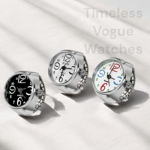 Inspired Watch Ring | Punk Adjustable Finger Watch with Mini Functional Clock | Trendy Statement Jewelry Gift for Him or Her.