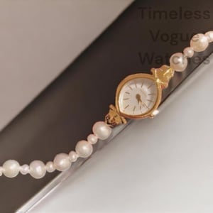 Women&#39;s Pearl Watch, Freshwater Pearl Gold Watch, Elegant Valentine&#39;s Day Gift, Timeless Jewelry for Women.