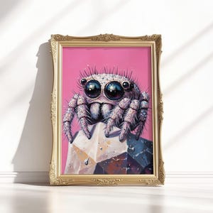 Jumping Spider Illustration – Cute Spider Art Jumping spider decor painting, cute spiders, spider wall art, insect art print