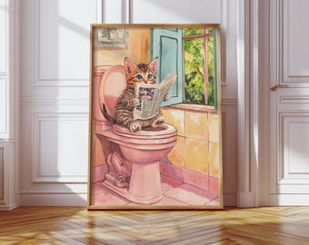Funny cats decoration, Gift, Bathroom cats poster, Funny poster, Funny bathroom decoration, Cats png Digital download