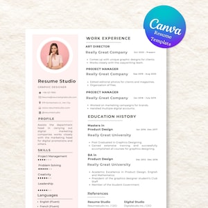 Lebenslaufvorlage mit Foto, professionelle Lebenslaufvorlage für Canva, saubere Lebenslaufvorlage mit Bild, Lebenslauf und Anschreiben