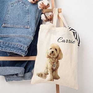 Personalized Pet Bag, Custom dog mom Gift, Custom Pet Bag, Custom Pet Tote Bag, Pet Gift, Personalized Tote Bag Women, Cotton Canvas Tote