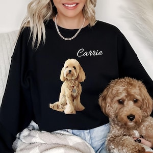カスタム犬写真スウェットシャツ、カスタムペットスウェットシャツ、パーソナライズされたペット写真とペットの名前スウェットシャツ、カスタムギフト、犬好きスウェットシャツ、ギフト
